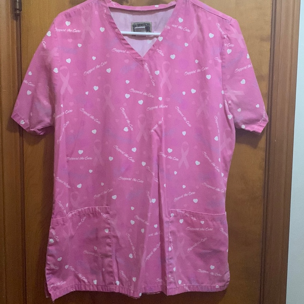 Breast cancer scrub tops